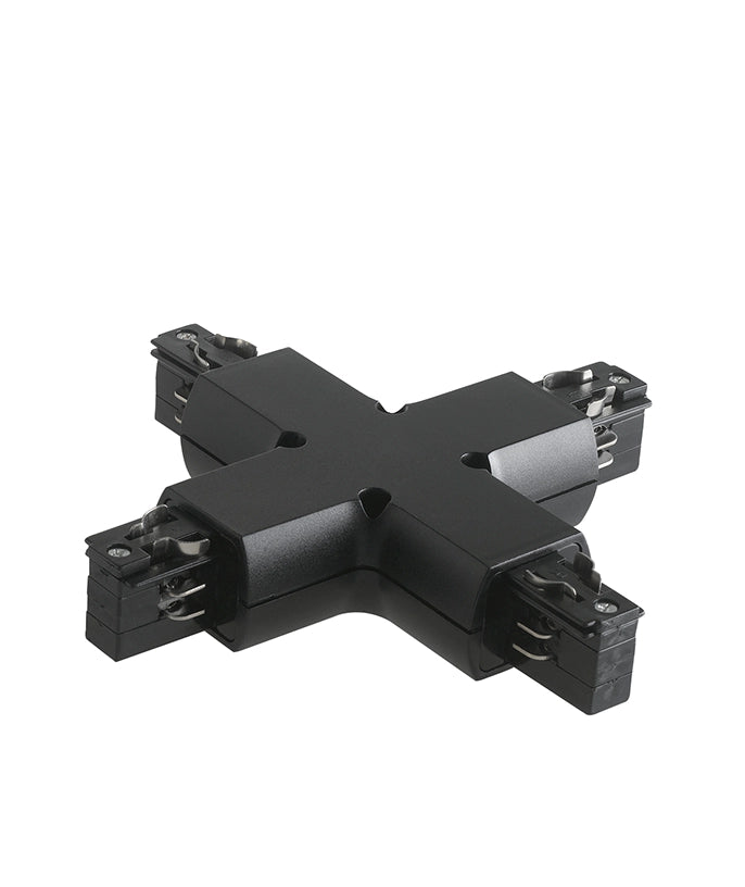 LED-TRACK-X NERO CONNESSIONE A CROCE NERA PER BINARIO 18,1X18,1X3,4CM