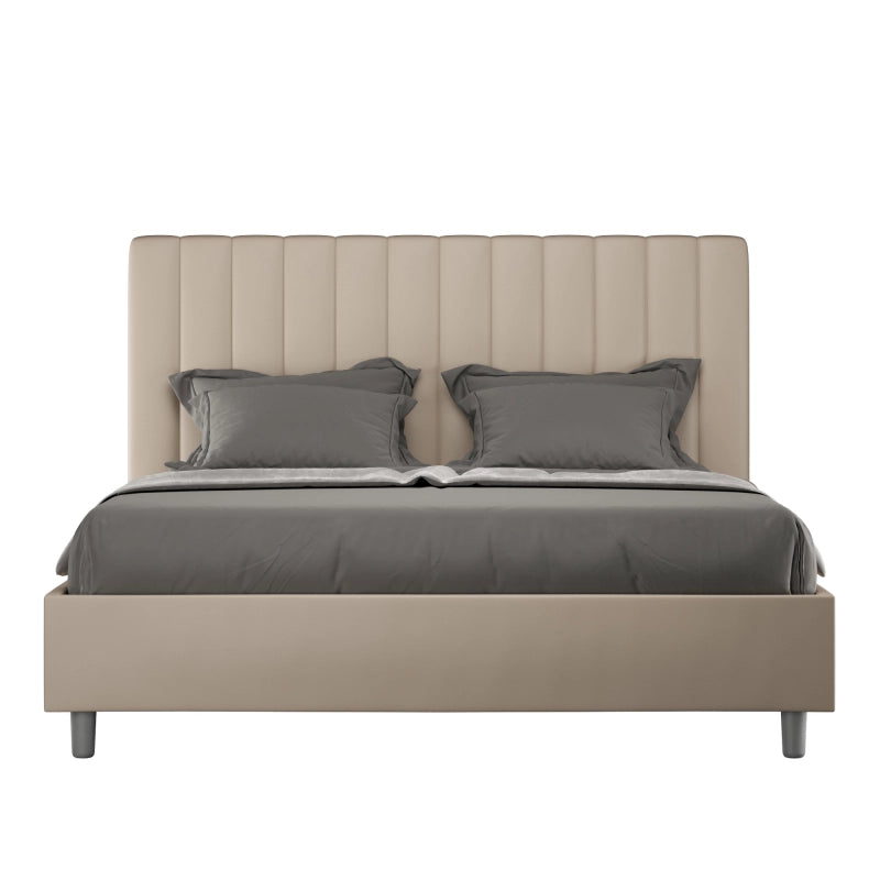 Letto imbottito Matrimoniale 160x210 cm Agueda - Similpelle,Tortora,Contenitore