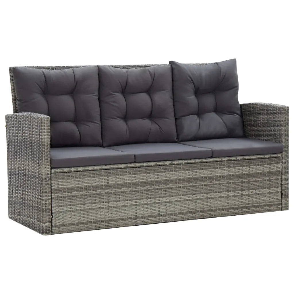 Set da Pranzo da Giardino 5 pz con Cuscini in Polyrattan Grigio cod mxl 35779