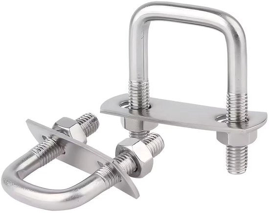Elementi di fissaggio shockassorbenti in acciaio inossidabile 304, quadrati 20 mm, 50 mm di lunghezza, con dado/piatto, 2 pezzi.