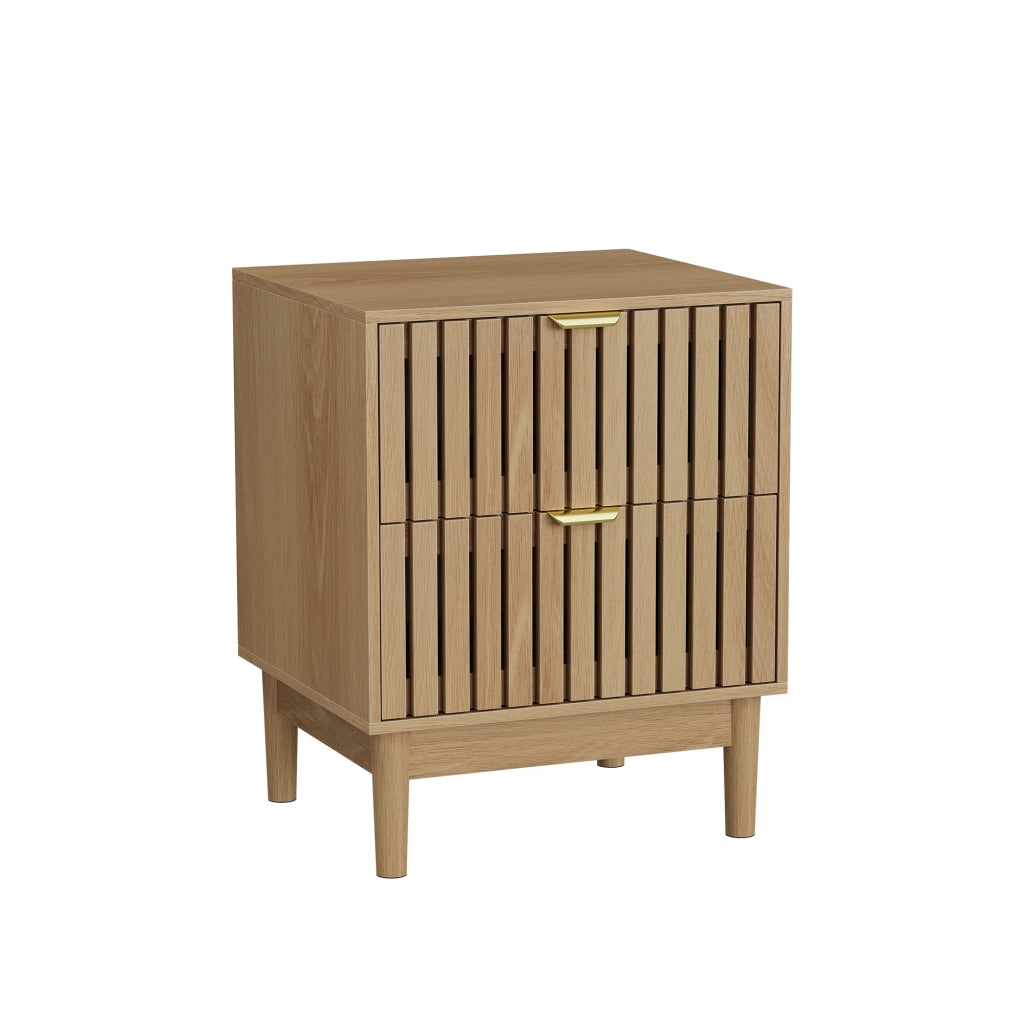 Comodino Mid-Century Modern ¨C MINIMAL ¨C Legno, 2 Cassetti, 45x39x56,5 cm