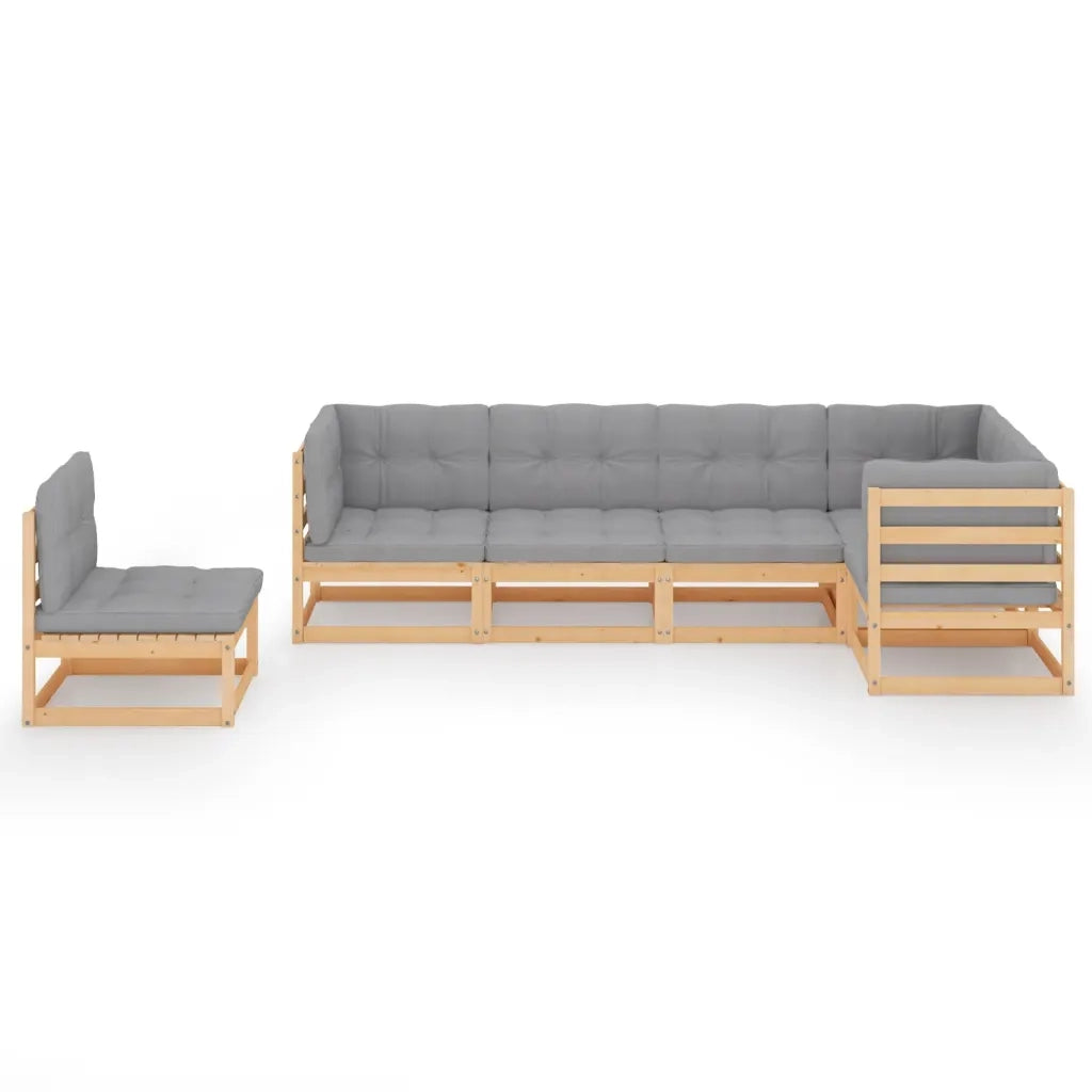 Set Divani da Giardino 6 pz con Cuscini Legno Massello di Pino 3076634