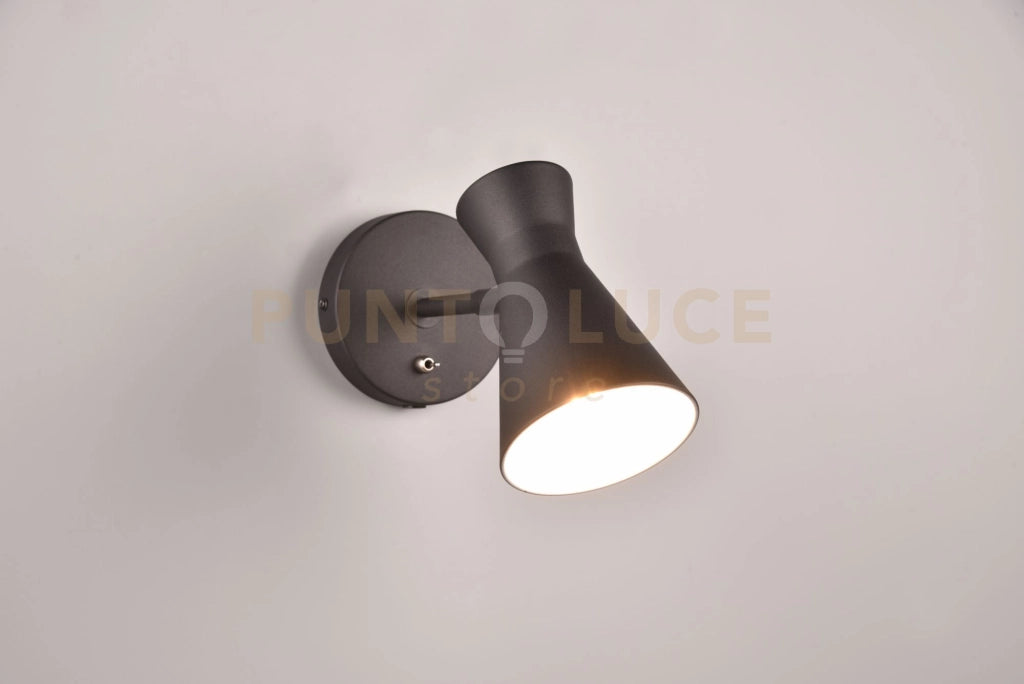 ENZO APPLIQUE DOPPIO CONO METALLO NERO H. 16,5CM  1 LUCE ATTACCO E27