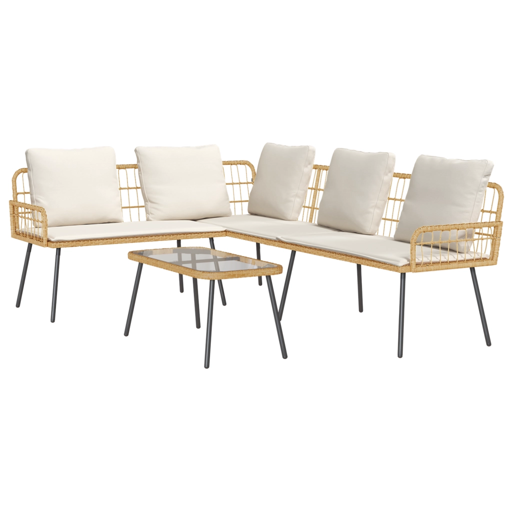 Set di Divani da Giardino a 2 Pezzi con Cuscini in Rattan Sintetico Naturale