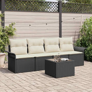 Set Divano da Giardino 5 pcs Nero e Crema polyrattan 3353896