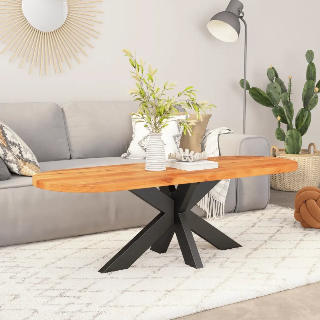 Piano Tavolo 100x50x2,5 cm Ovale in Legno Massello di Acacia 370086