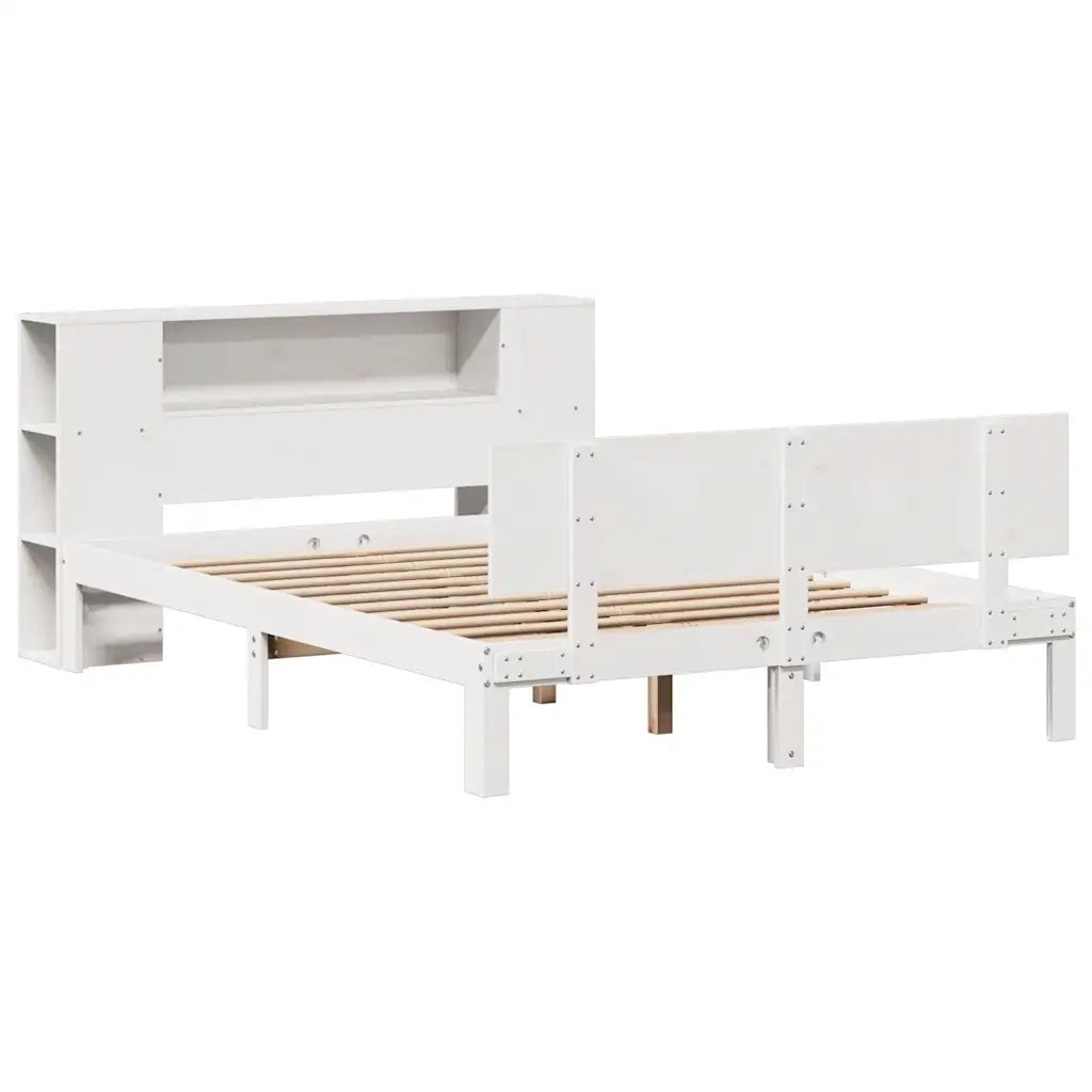 Letto Libreria senza Materasso Bianco 140x190 cm Legno di Pino 3322629