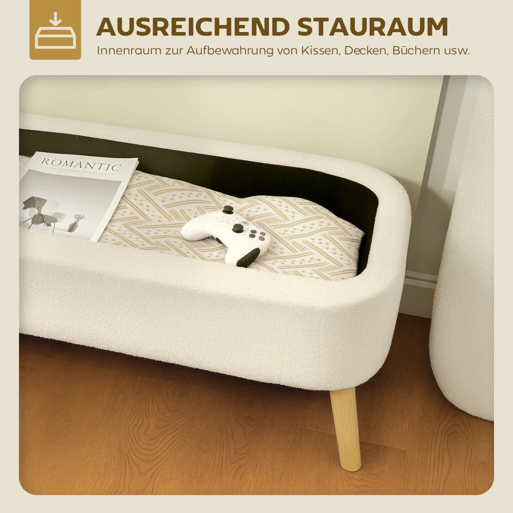 Divano contenitore con cassetti ¨C zephmum ¨C Beige, 120x42x45 cm