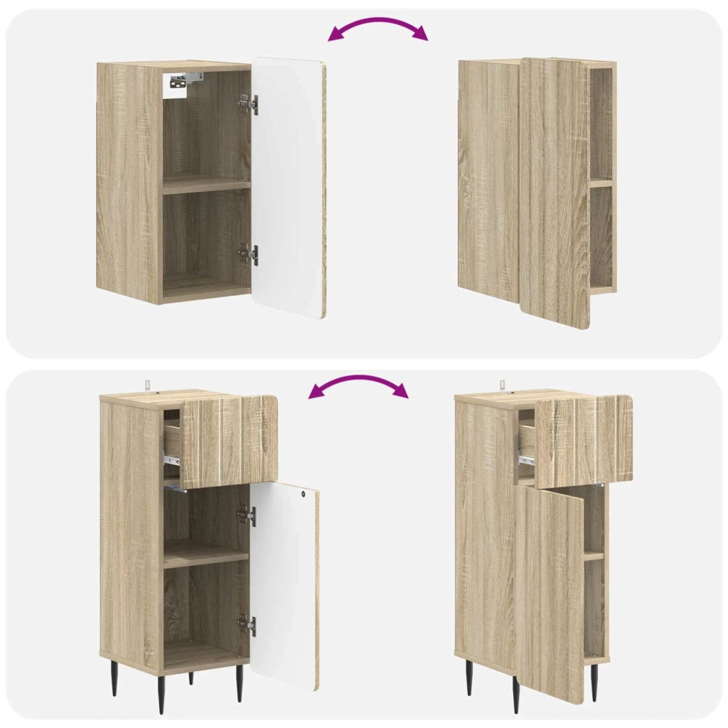 Set di armadietti da bagno in 3 pezzi ZWOLLE Rovere Sonoma 3417758