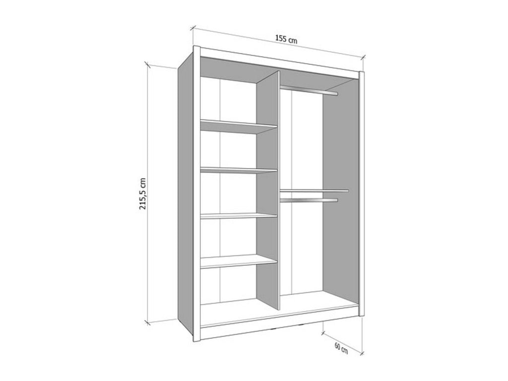 Armadio Camera da Letto Carisolo, Guardaroba Grande Appendiabiti, 155x215.5h cm Bianco Crema