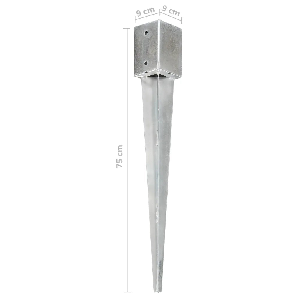 Picchetti di Terra 6 pz Argento 9x9x75 cm in Acciaio Zincato 145414