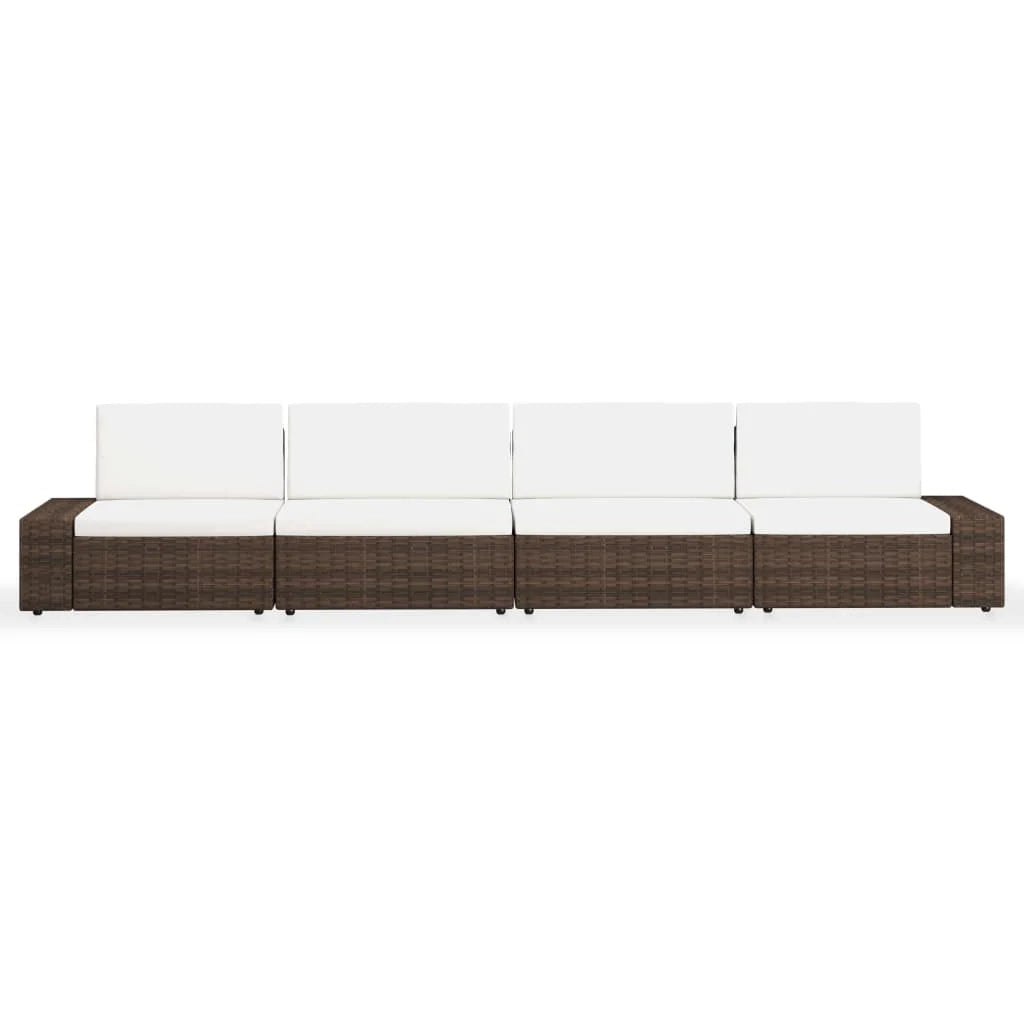 Set di mobili da giardino mobili da esterno set da 4 pezzi resina intrecciata marrone 02_0016278