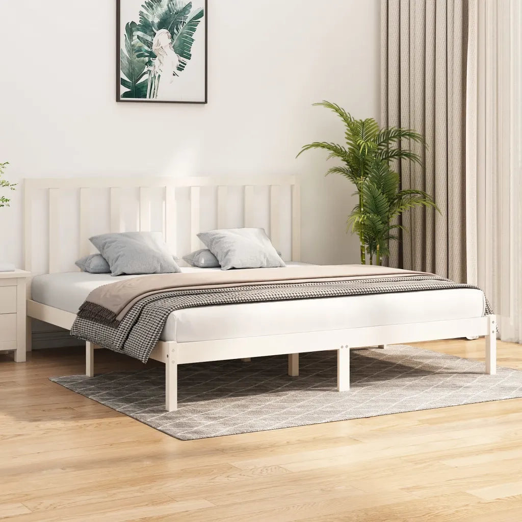 Giroletto-Struttura Letto Bianco in Legno Massello di Pino 200x200 cm 434843