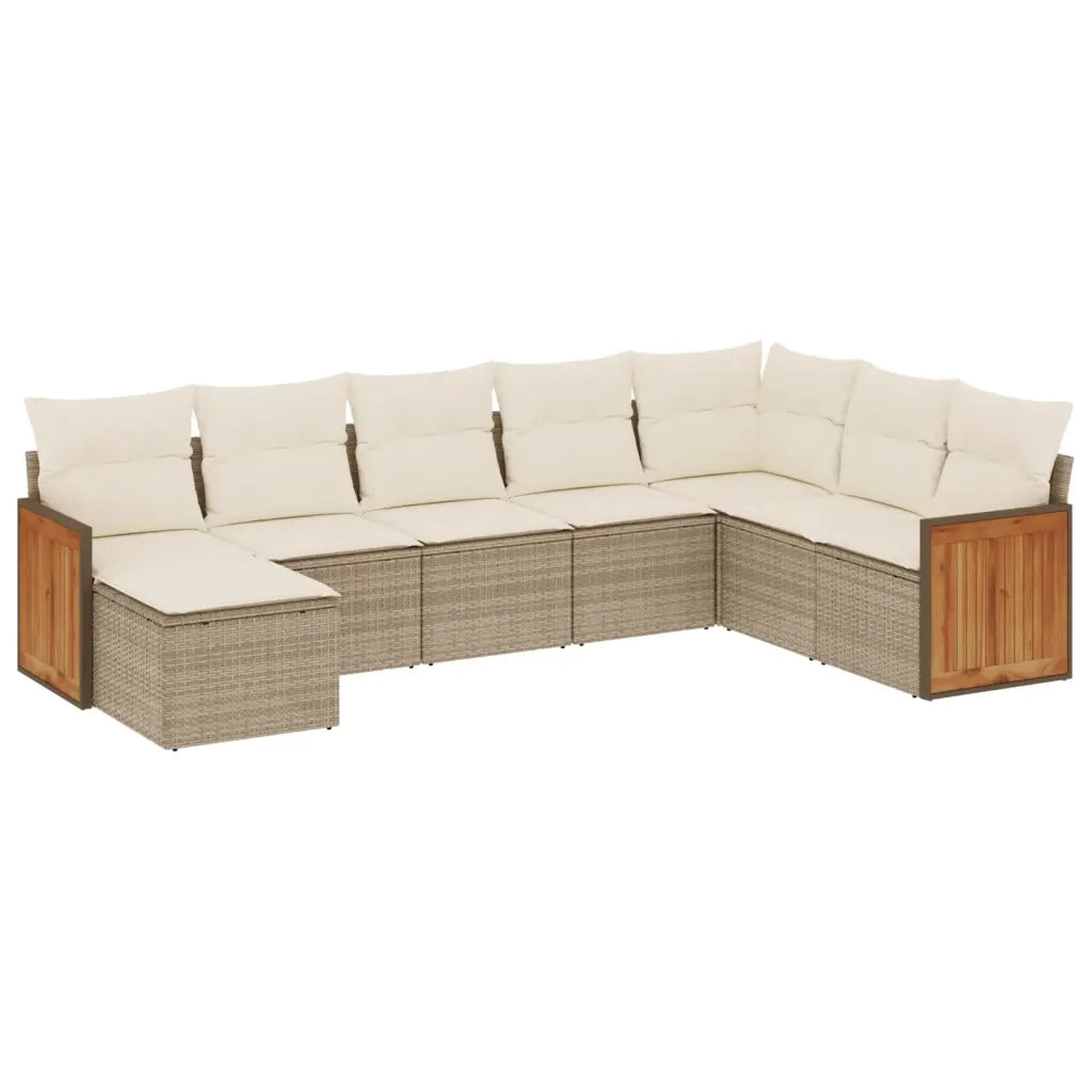 Set Divano da Giardino 8 pz con Cuscini Beige in Polyrattancod mxl 89616