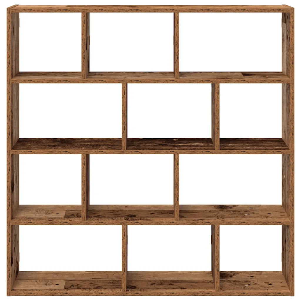 Mensola a Muro a Cubo 12 Scomparti in Truciolato Legno Antico 860011