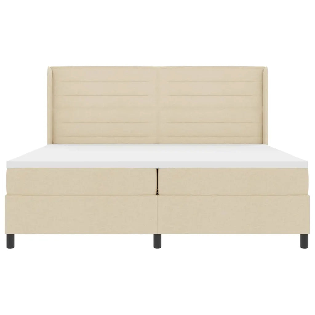Letto a Sorgente LED con materasso Crema 200 x 200 cm Tessuto 3343467