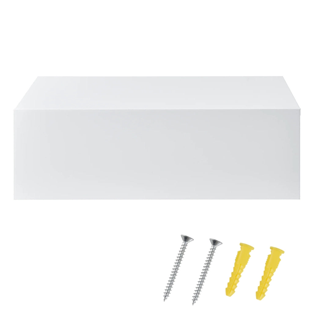 Set di 2 comodini/mensole da parete per camera da letto con 2 cassetti 46 cm laccato bianco 03_0000010