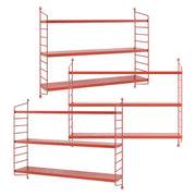 Set di 3 Scaffali da Parete Strängnäs a 3 Ripiani Regolabili  50 x 60 x 15 cm Acciaio Rosso [en.casa]