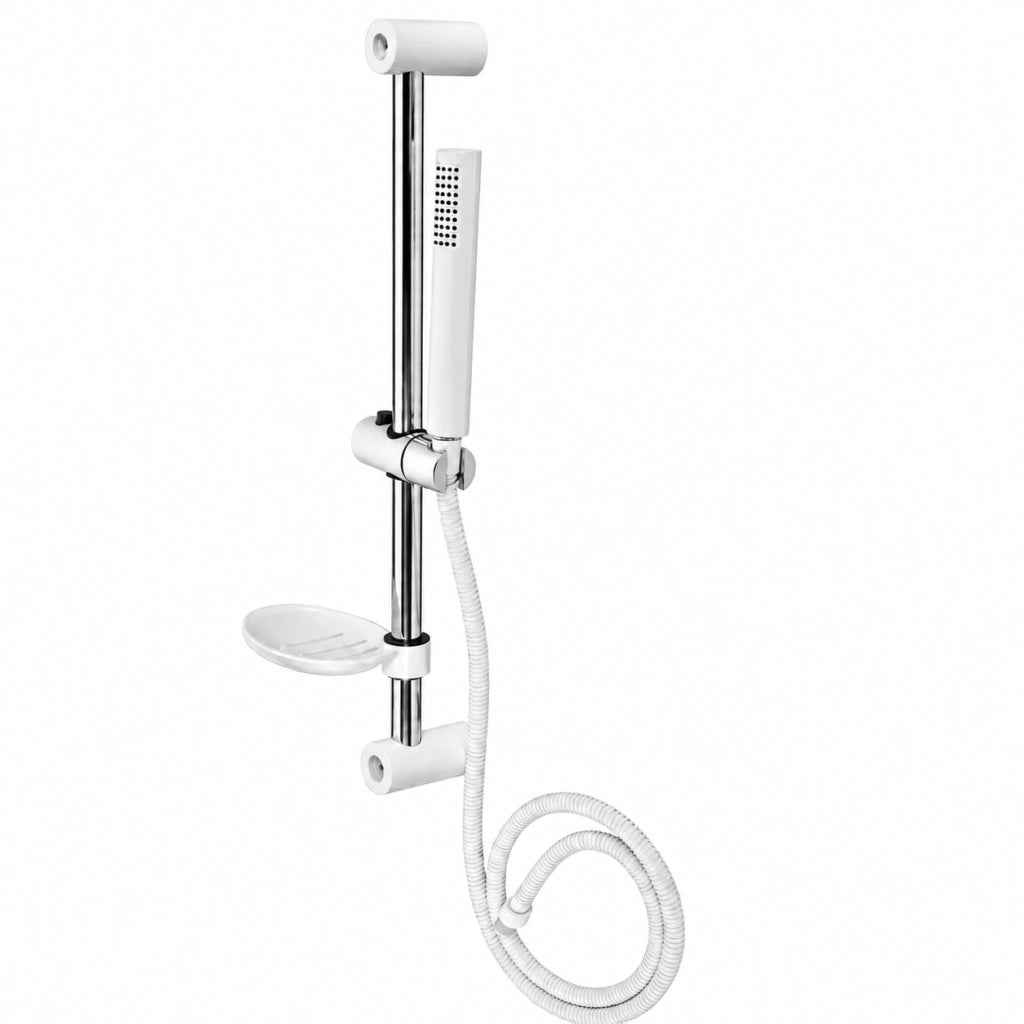 Saliscendi Bianco Silver 60 cm Doccino Portasapone Flessibile 150 cm 94419