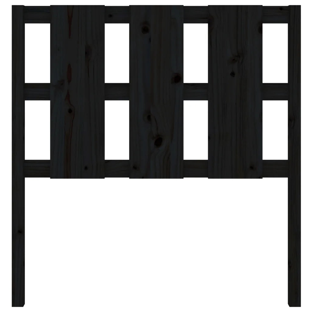 Testiera per Letto Nera 105,5x4x100cm in Legno Massello di Pino