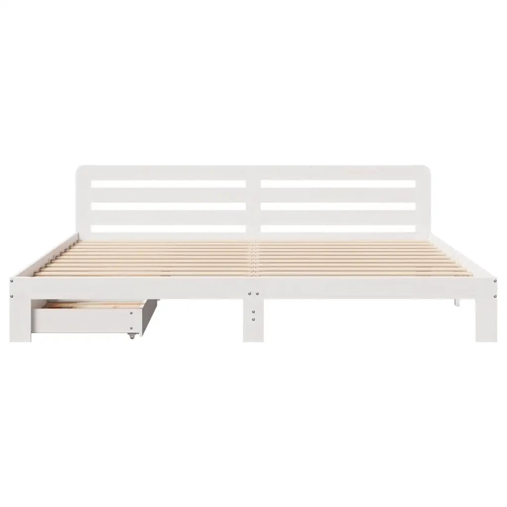 Giroletto senza Materasso Bianco 200x200 cm Legno Massello Pino 3309858