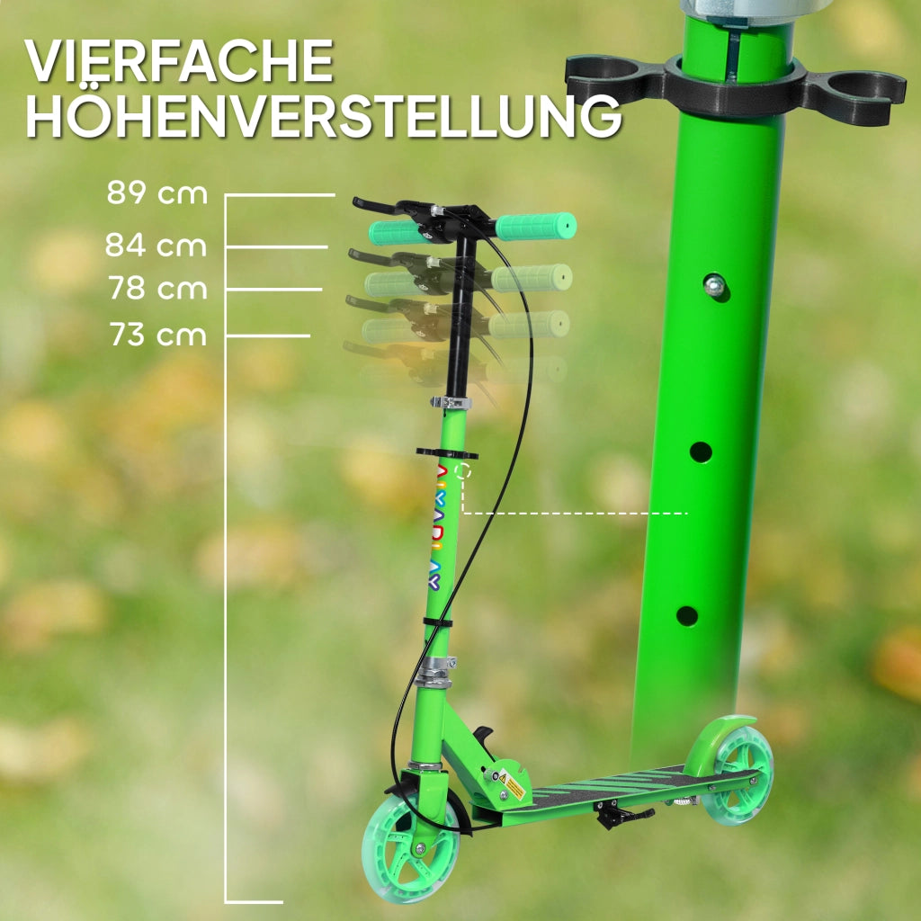 Monopattino per bambini pieghevole ¨C Xylo ¨C struttura in metallo con doppi freni, 3-8 anni, verde