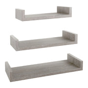 Set di 3 Mensole da Muro Modello CALAMITA MAXI, Mensole Muro Design, Mensola da Parete. Misure 60x8 p23.7 cm, 50x8 p23.7 cm e 40x8 p23.7 cm. Finitura   ROV. GRIGIO - MADE IN ITALY