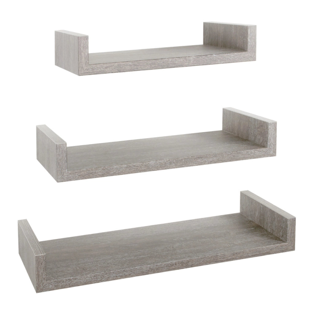 Set di 3 Mensole da Muro Modello CALAMITA MAXI, Mensole Muro Design, Mensola da Parete. Misure 60x8 p23.7 cm, 50x8 p23.7 cm e 40x8 p23.7 cm. Finitura   ROV. GRIGIO - MADE IN ITALY