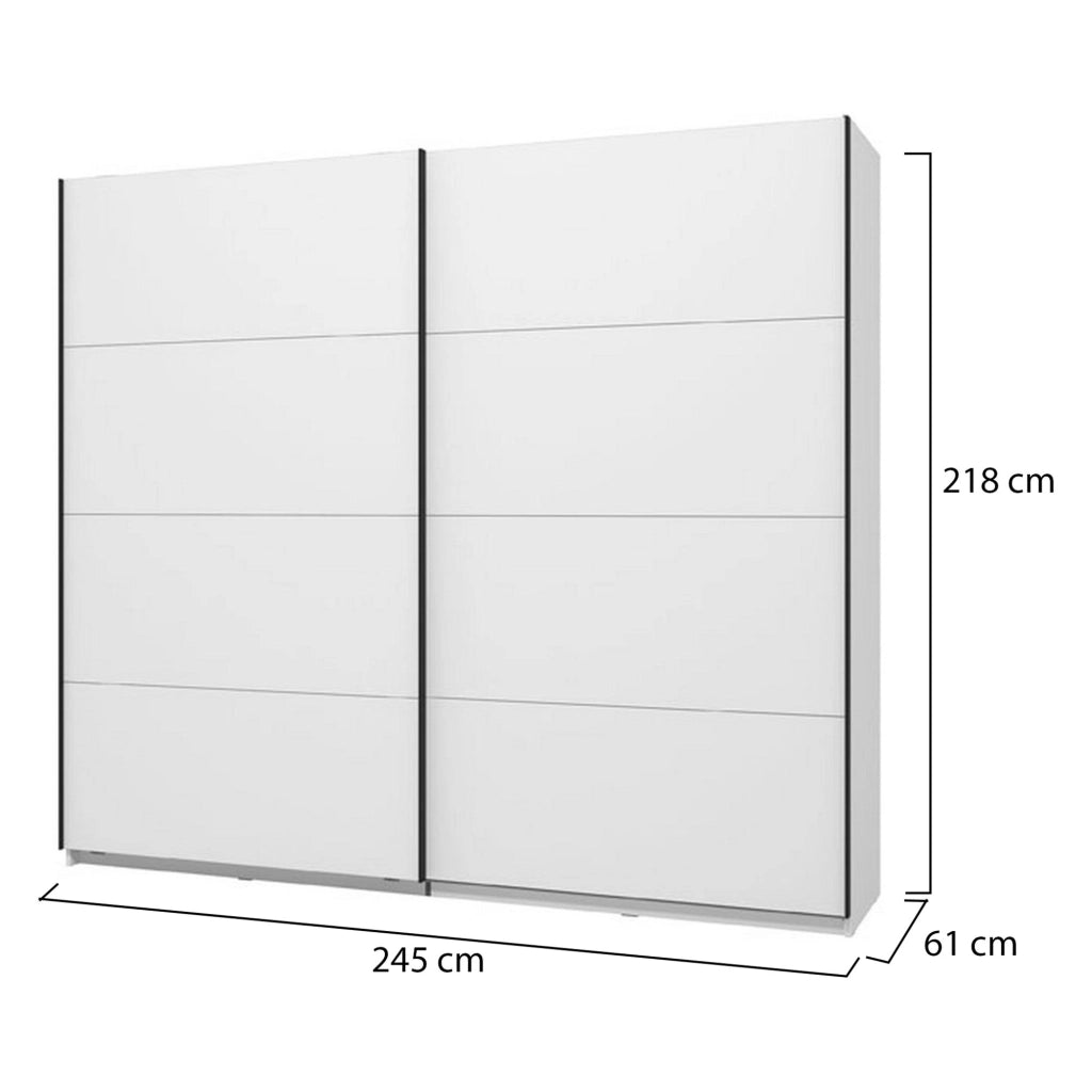 Armadio Camera da Letto Salemi, Guardaroba Grande Appendiabiti, 245x217.5h cm Bianco Opaco
