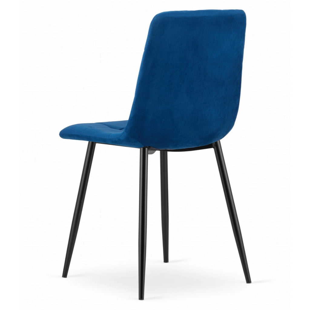 Set di 2 sedie Kara in velluto blu con gambe nere
