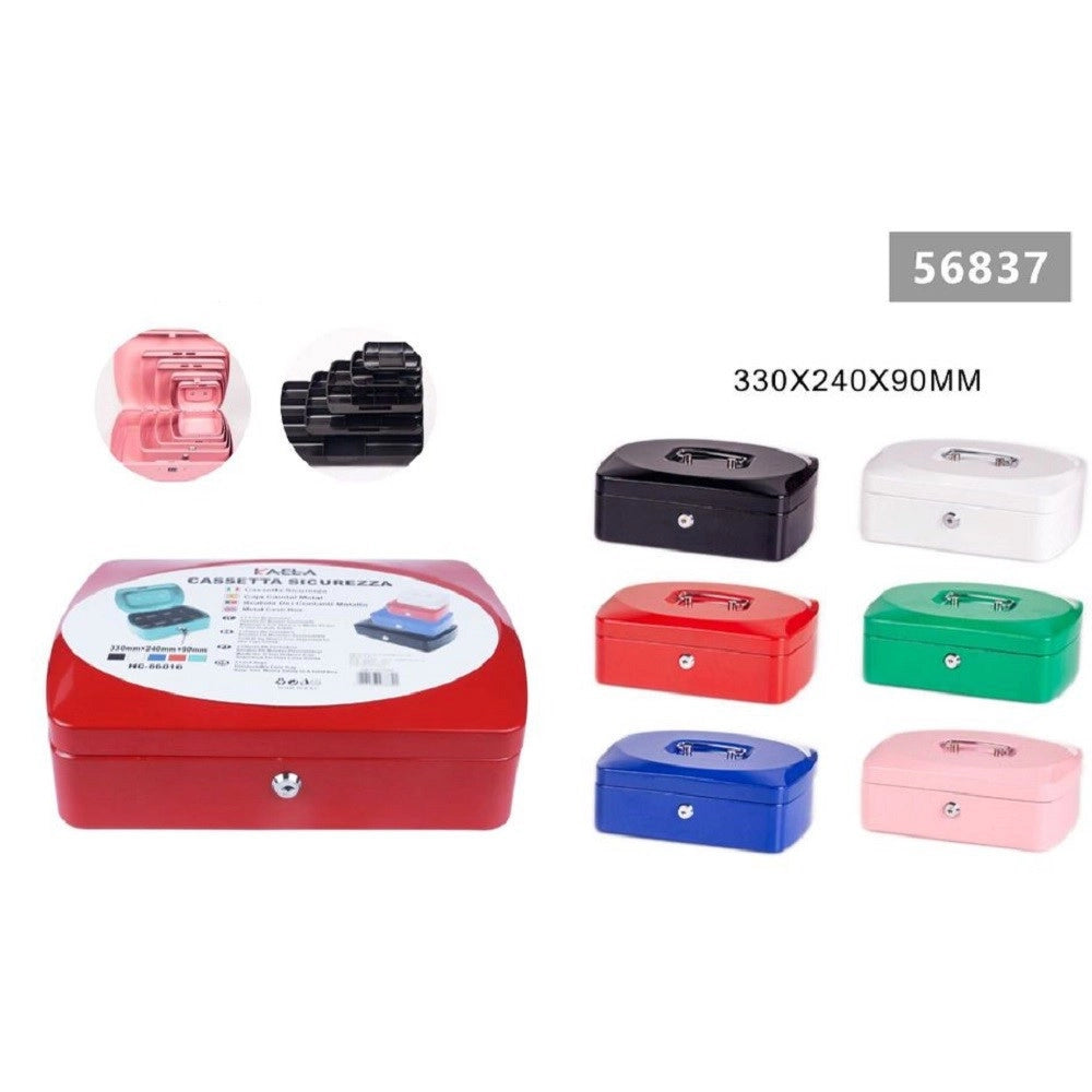 Trade Shop - Cassetta Portavalori Cassaforte Di Sicurezza In Metallo Chiavi 33x24x9 Cm 56837 -