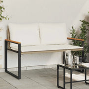 panchina Beige e Bianco Crema 115 x 65 x 72 cm Rattan