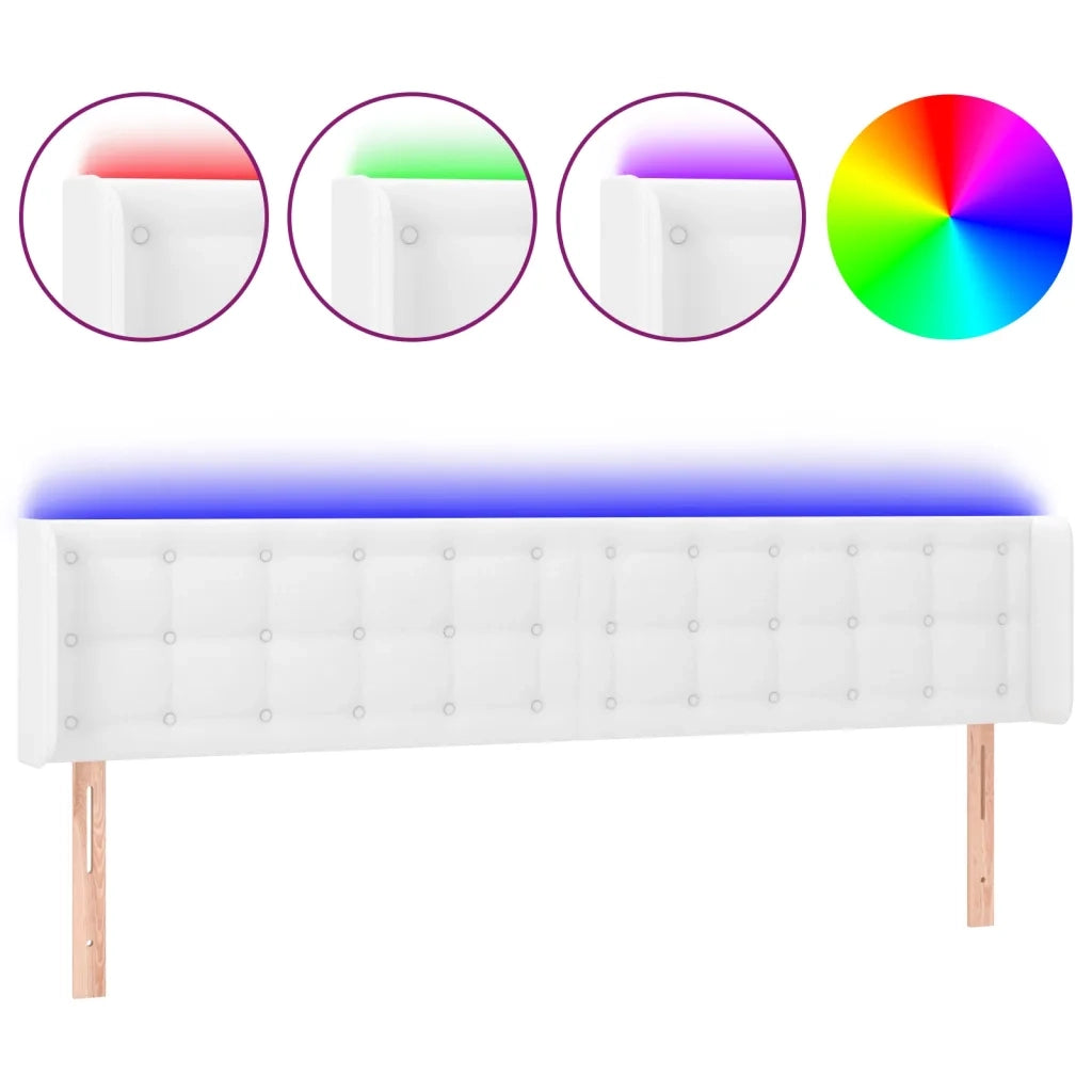 Testiera a LED-Testata con LED Bianca 203x16x78/88 cm in Similpelle 878763