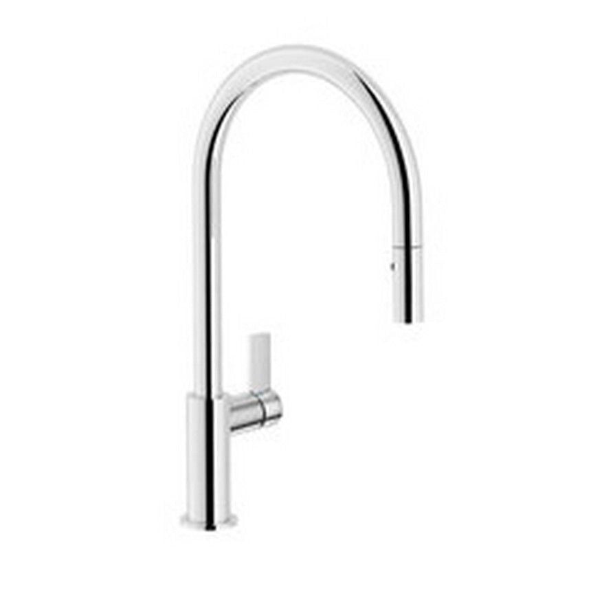 Nobili FL96137CR Flag Miscelatore Lavello Monocomando con Doccetta Estraibile 2 Getti Canna Girevole 360° colore Cromo