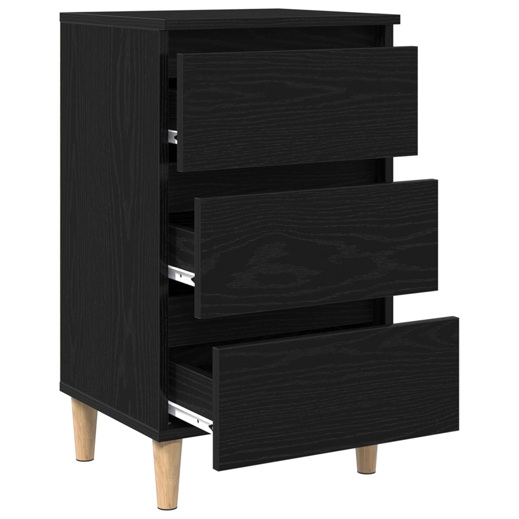 Comodino con gamba in legno Nero Rovere 40x35x69 cm