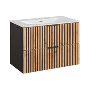 Set da bagno KINOKO: mobile sottolavabo con cassetti 80cm + lavabo da incasso bianco