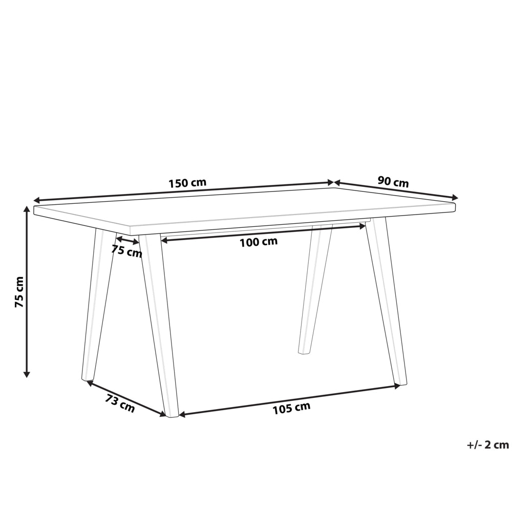 Tavolo in legno chiaro e nero piano MDF gambe legno di caucciù 150 x 90 cm