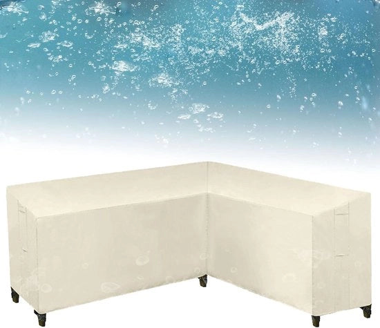 Hoekbank per Giardino - Lavorazione a L - Protezione degli Arredamenti - Materiale Oxford Impermeabile - 320x320x80cm - Beige
