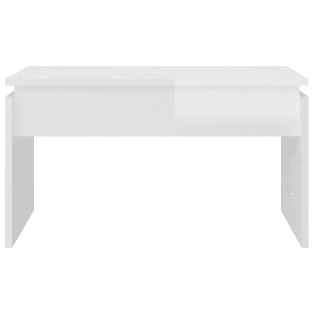 Tavolino da Salotto Bianco Lucido 68x50x38 cm Legno Multistrato 808338