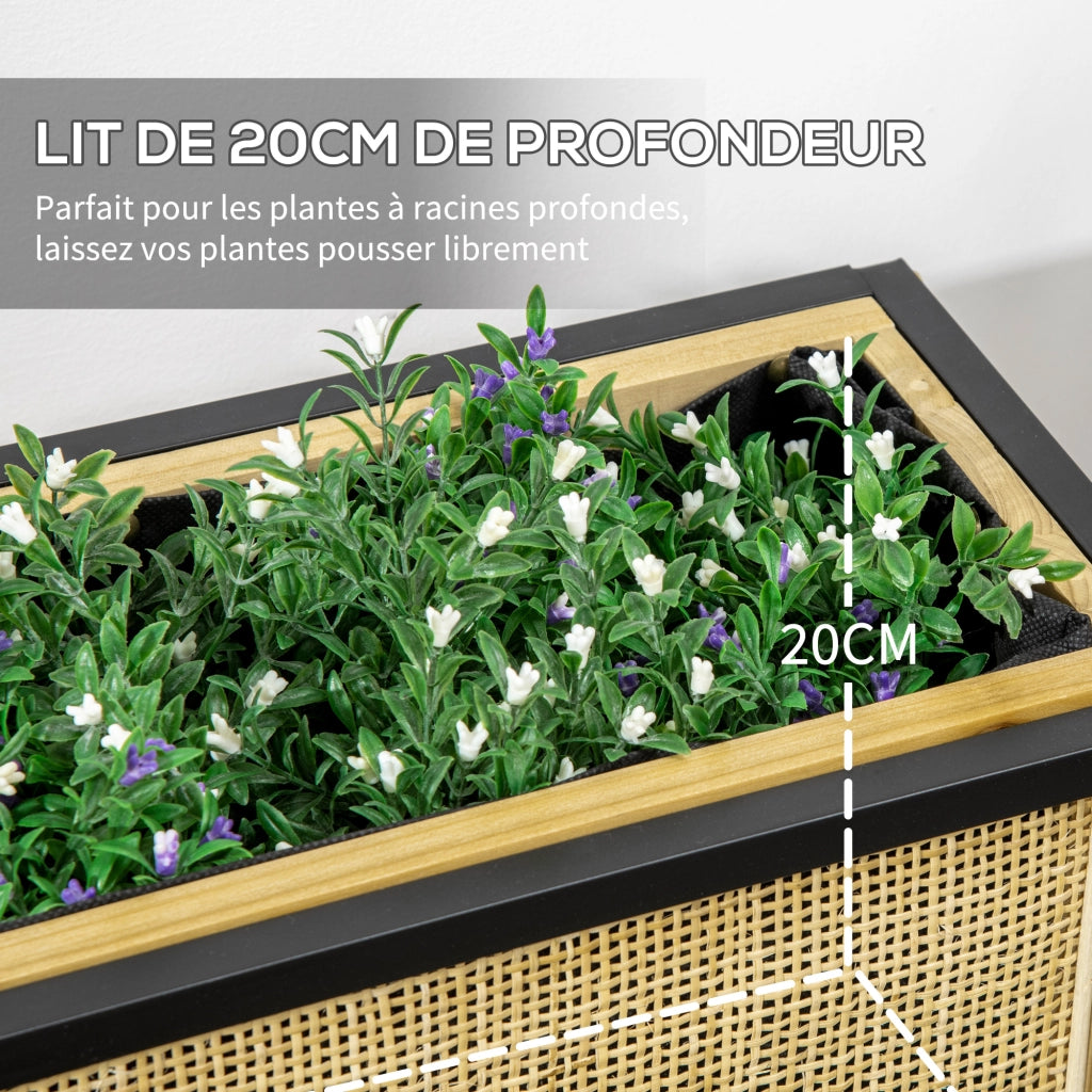 Jardiniere Rettangolare con Mensola ¨C Zephmum ¨C Metallo e Legno 55x20x56 cm