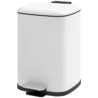 Bidone Immondizia da 12L a Pedale con Chiusura Silenziosa, in Metallo e PP, 24.5x32x34.5 cm, Bianco