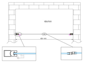 Porta doccia vetro 6 mm apertura battente saloon dentro e fuori Altezza 190 Regolabile 85-88
