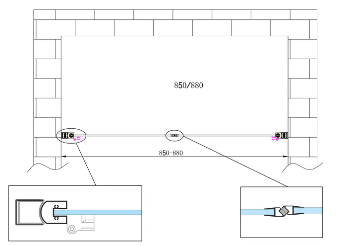 Porta doccia vetro 6 mm apertura battente saloon dentro e fuori Altezza 190 Regolabile 85-88