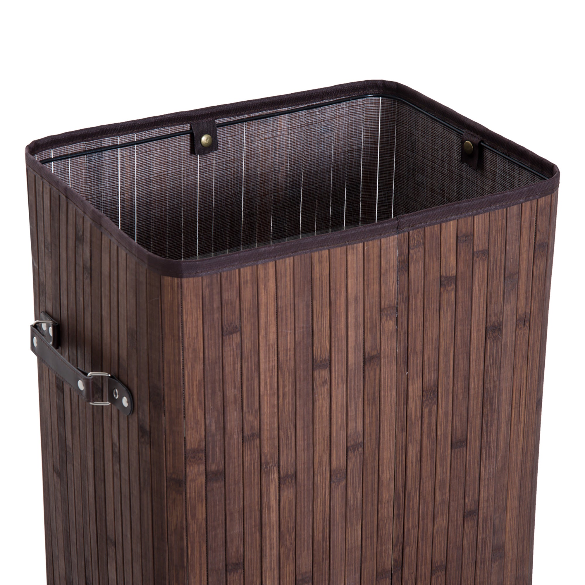 EASYCOMFORT  Cesto Portabiancheria in Bambù con Coperchio e Sacco in Tessuto Rimovibile, 40x30x60cm, Marrone