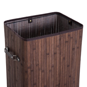 EASYCOMFORT  Cesto Portabiancheria in Bambù con Coperchio e Sacco in Tessuto Rimovibile, 40x30x60cm, Marrone