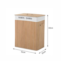 EASYCOMFORT  Cesta Portabiancheria in Bambù con Coperchio e Fodera Rimovibile, Naturale, 52x32x63cm