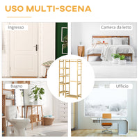 EASYCOMFORT  Appendiabiti da Terra in Legno di Bambù con Mensole Laterali, 90x30x155cm