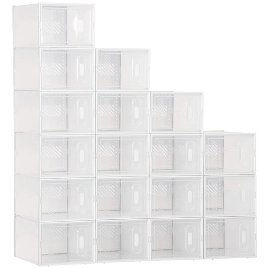 Easycomfort Mobile Scarpiera Rettangolare in Plastica PP, 18 Box 25x35x19 cm per Scarpe max 43 EU, Vestiti e Libri