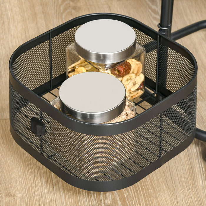 Easycomfort Carrello Portavivande con 4 Cestelli, Piano d'Appoggio e Ruote, in Acciaio e PP, 33x33x77 cm