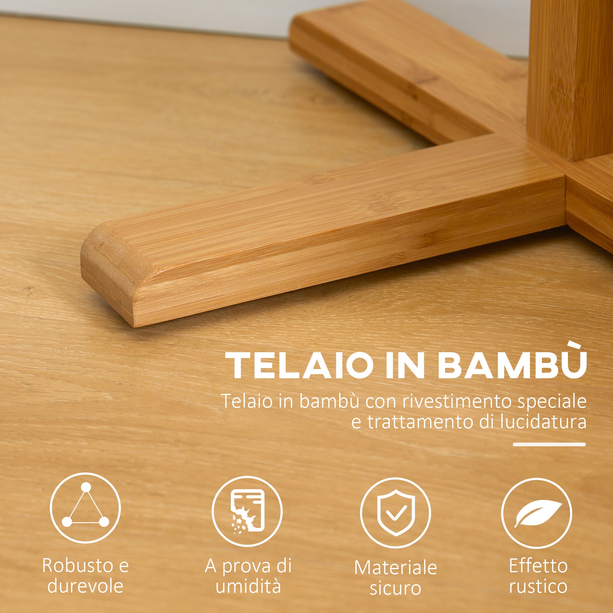 Easycomfort Appendi Abiti da Terra in Legno di bambù con 8 Ganci e Base a X, 49.5x 49.5x 178cm, Naturale